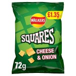 Walkers Squares Cheese and Onion Crisps 72g PMP £1.35