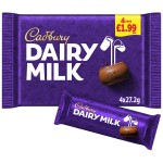 Cadbury Dairy Milk Chocolate Bar 4 Pack Multipack £1.99 PMP 108.8g