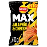 Walkers MAX Jalapeno & Cheese Sharing Crisps 70g PMP £1.35