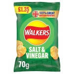 Walkers Salt & Vinegar Sharing Crisps 70g PMP £1.35