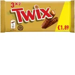 Twix Caramel & Milk Chocolate Fingers Biscuit Snack Bars Multipack £1.89 PMP 3x40g